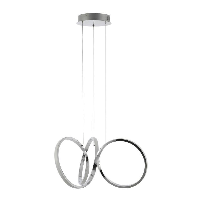 Alden 24" 1-Light Contemporary Minimalist Aluminum Ribbon Integrated LED Pendant, Chrome/Silver by JONATHAN Y