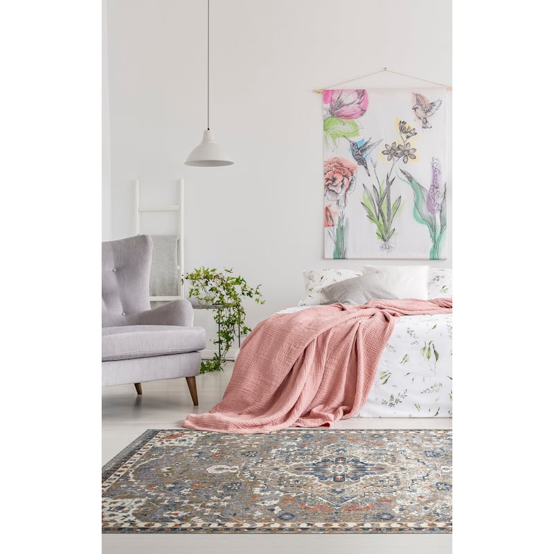 Transitional Oriental Cut Pile Rectangle Throw Rug - 1.10x 2.6