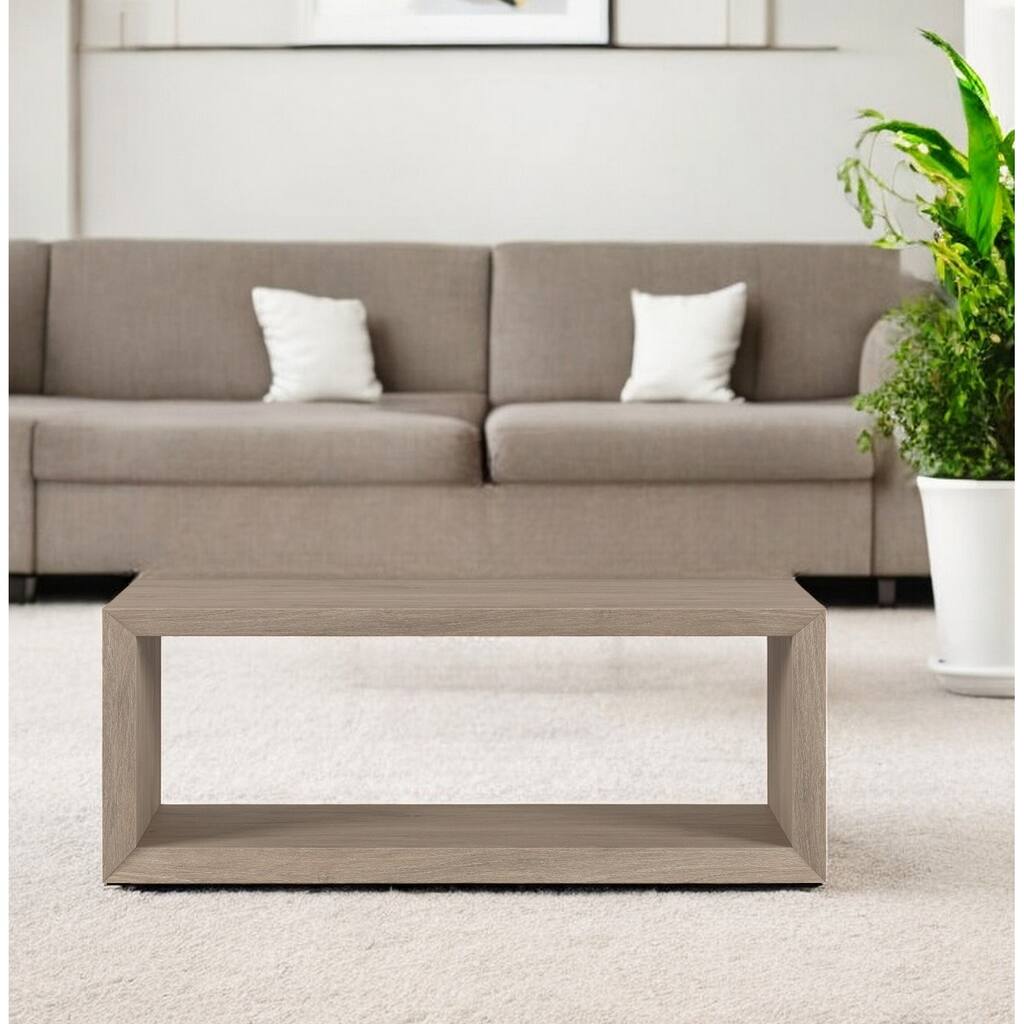 HomeRoots 48" Gray Coffee Table With Shelf - 48' X '18' X '23.38