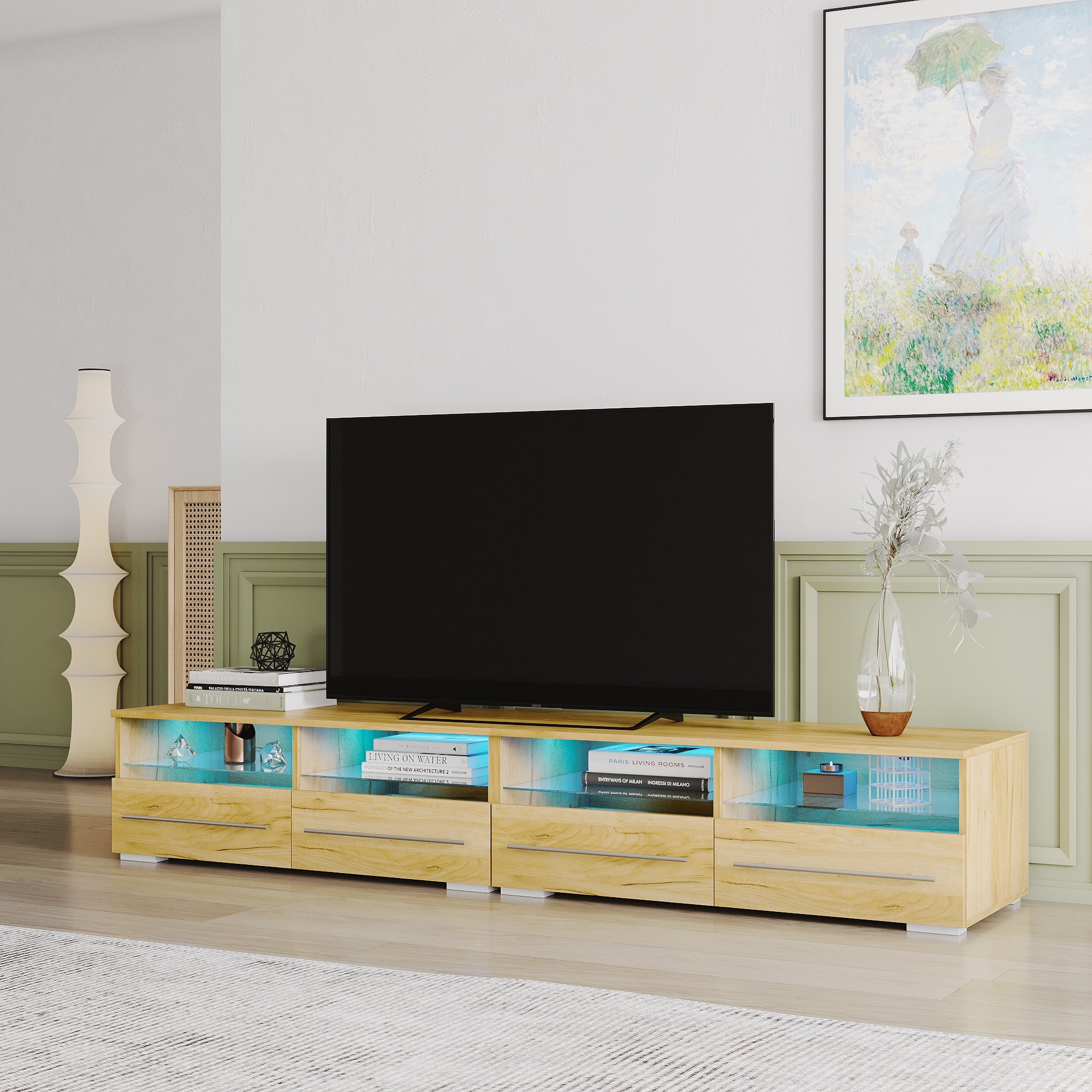 Oak color store tv stand