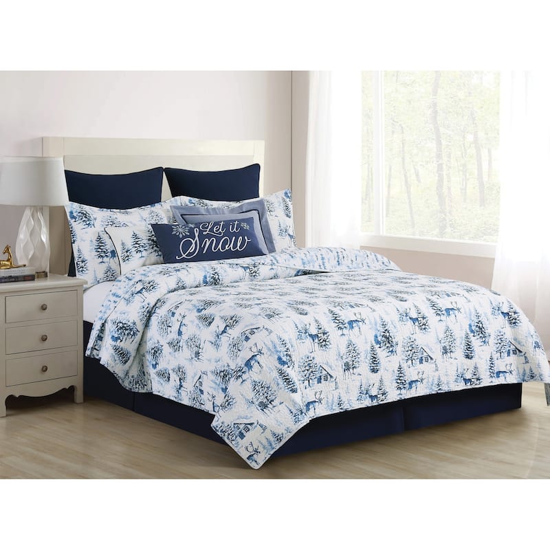 Frasier Cotton Quilt Set - Reversible and Machine Washable - Queen