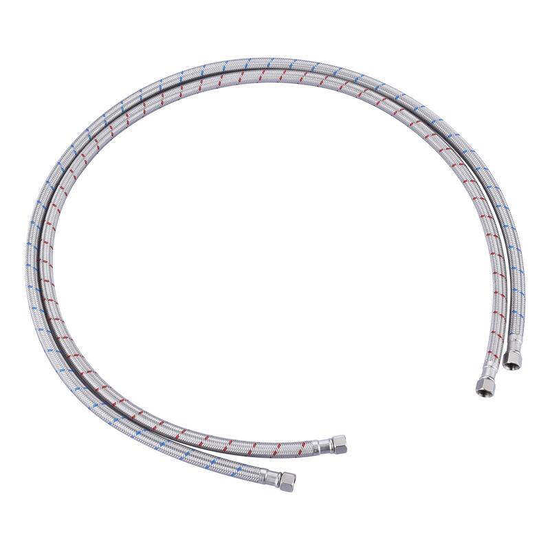 WOWOW 3/8 in. COMP x 3/8 in. COMP Stainless Steel Faucet Supply Lines - Stainless Steel - 12-inch