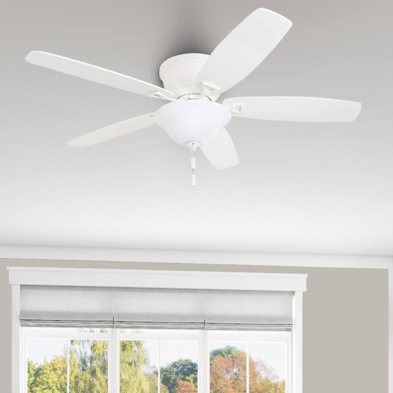 Honeywell Glen Alden 52" White Low Profile LED Ceiling Fan with Light - White - Pull Chain