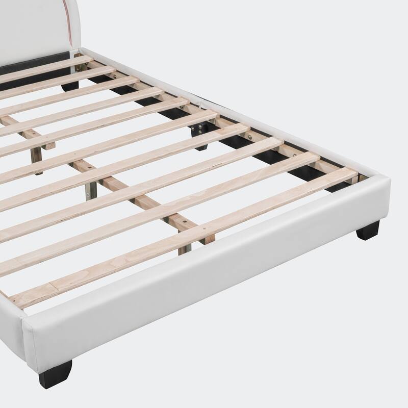 Full Size Upholstered Leather Platform Bed