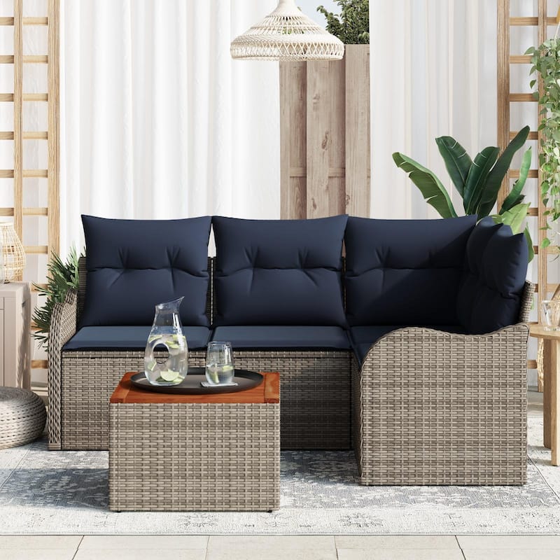 vidaXL 5 Piece Garden Sofa Set with Cushions - 69.9×48.2×27.2
