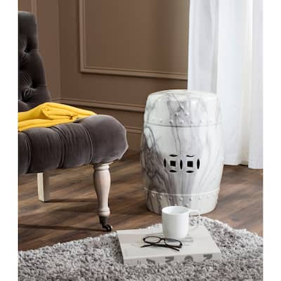 SAFAVIEH Melaniya Swirl White Ceramic Decorative Garden Stool