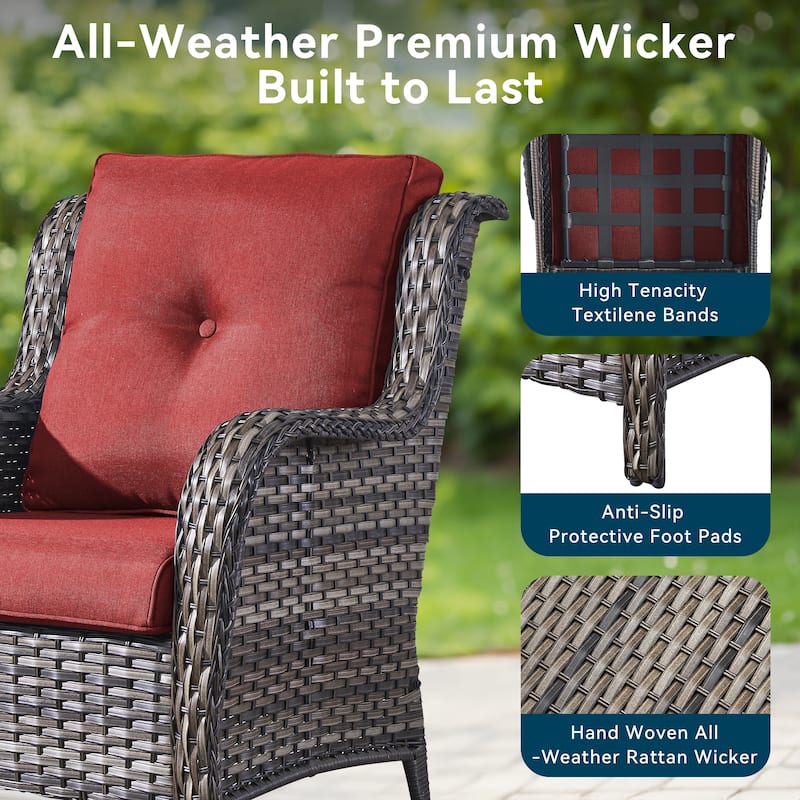 Outdoor Wicker High Back Club Chair Grey-Red - Grey