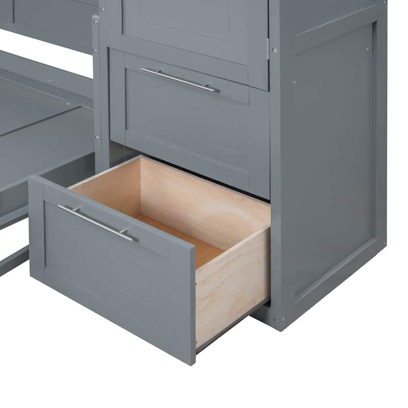 Murphy Bed with Built-in Shelf and Drawers