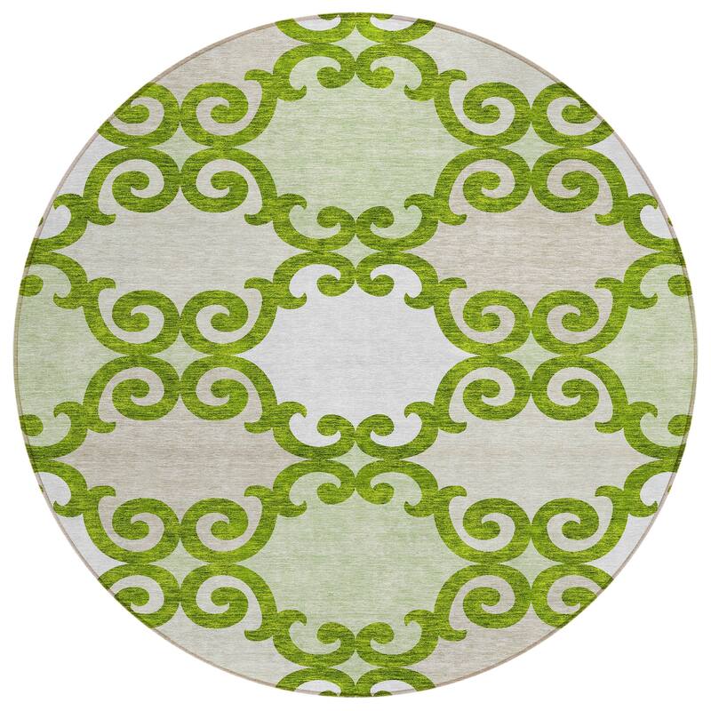 Machine Washable Indoor/ Outdoor Chantille Traditional Scroll Rug