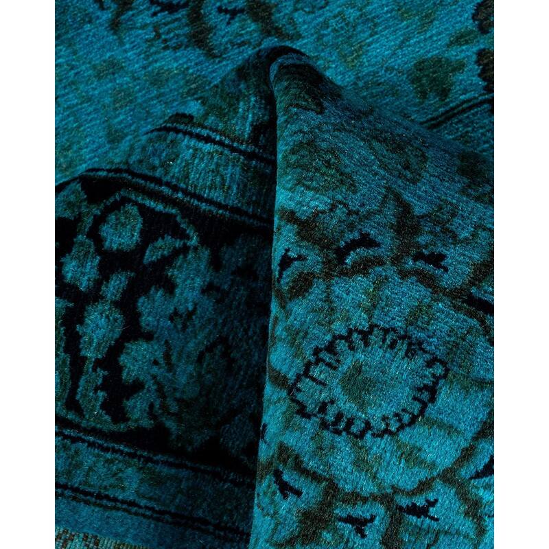 Fine Vibrance, One-of-a-Kind Hand-Knotted Runner Rug - Blue, 3' 0" x 9' 10" - 3' 0" x 9' 10"