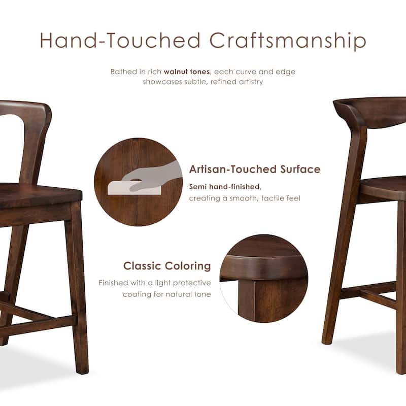 Furniture of America Abigail III Mid-century Modern Handcrafted Solid Hardwood Counter Height Dining Chairs (Set of 2)