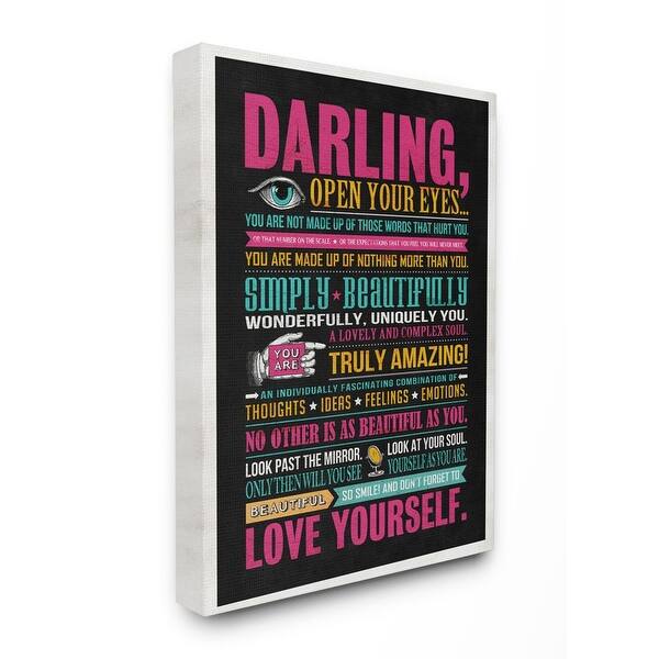 Stupell Industries Darling Love Yourself Inspirational Neon Word Design Canvas Wall Art Proudly Made In Usa Overstock 29129297