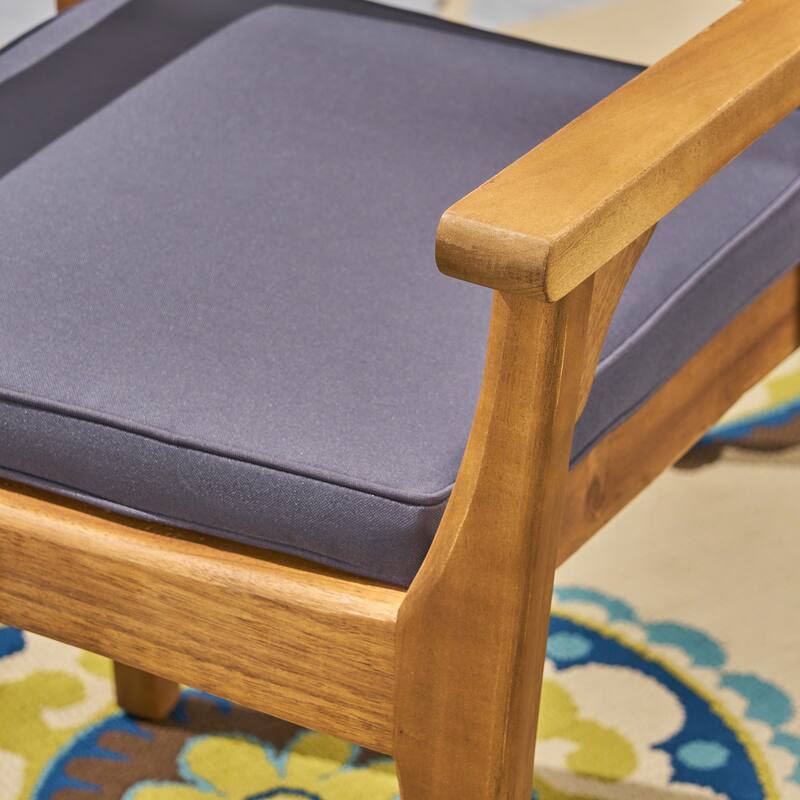 Roomfitters 2-Piece Outdoor Dining Chairs, Acacia Wood and Wicker Hybrid Seating with Water-Resistant Cushions