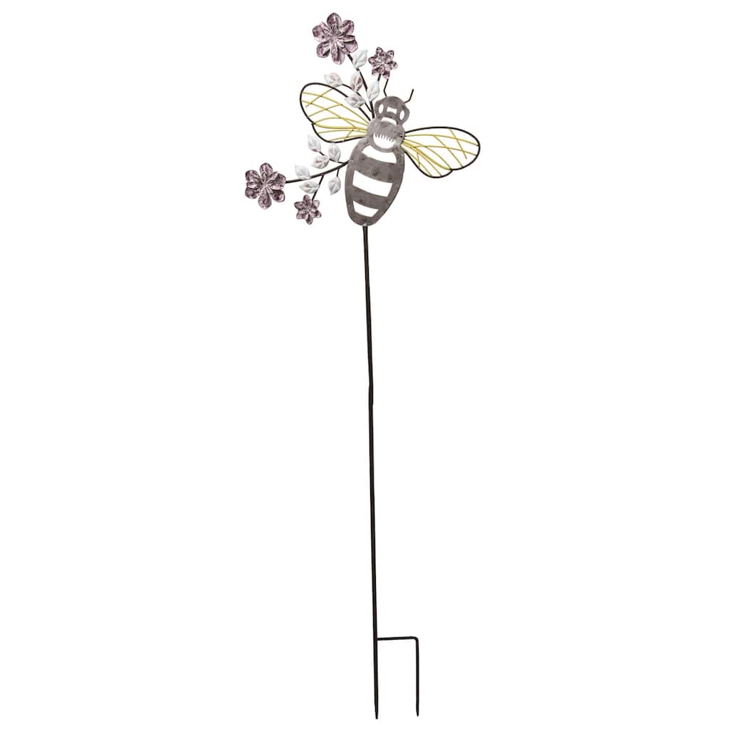Transpac Metal 43.75" Black Spring Bee Yardstake