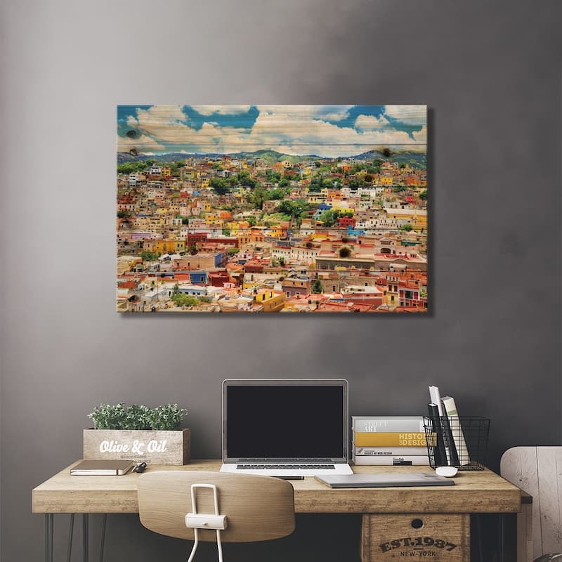 Cityscape Of Guanajuato Print On Wood by Philippe Hugonnard - Multi-Color
