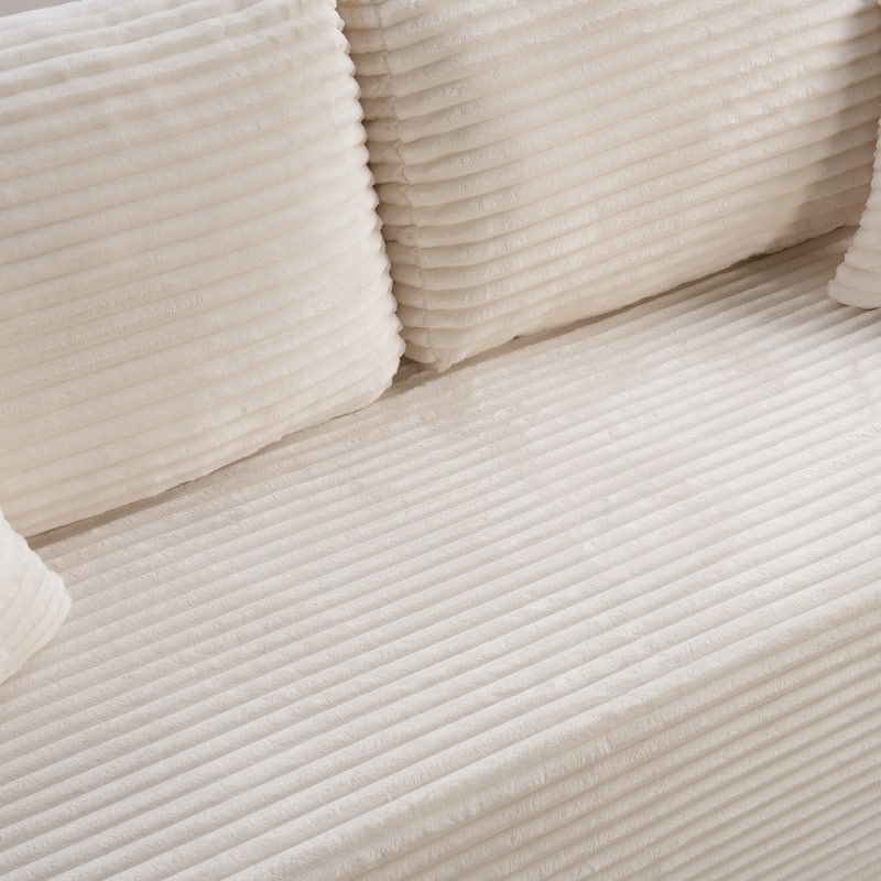 3 Seater Cloud Couch, Corduroy Boneless Sofa in a Box, Deep Seat Floor Sofa with Pillows for Living Room