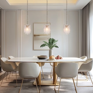 Elver Modern Gold 1-Light Chandelier Textured Glass Pendant Lights for Kitchen Island - D9.4"xH13"
