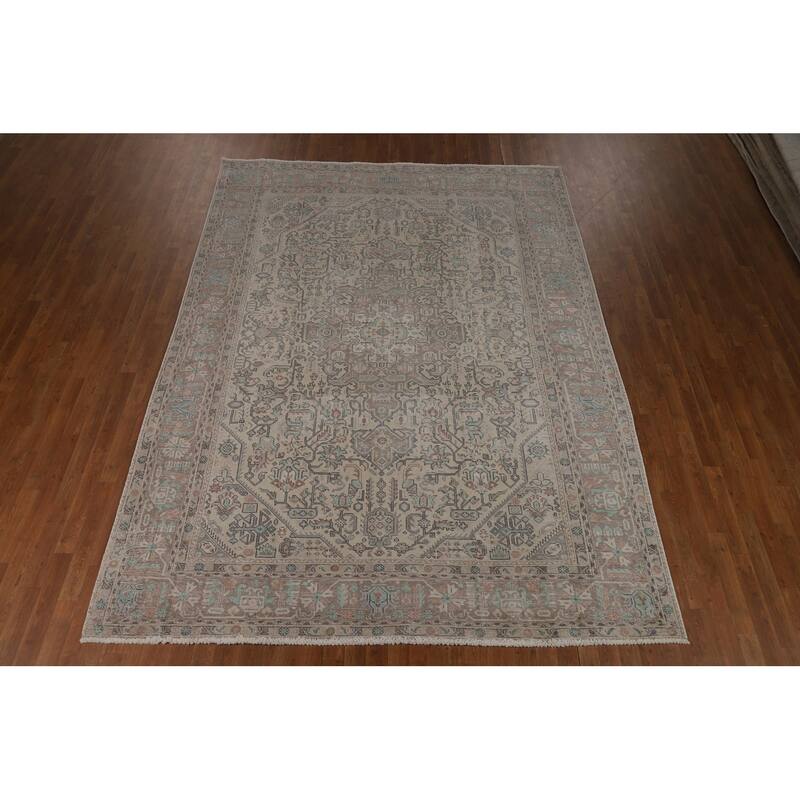 Geometric Tabriz Persian Area Rug Living Room Hand-Knotted Wool Carpet - 8'0"x 10'10"