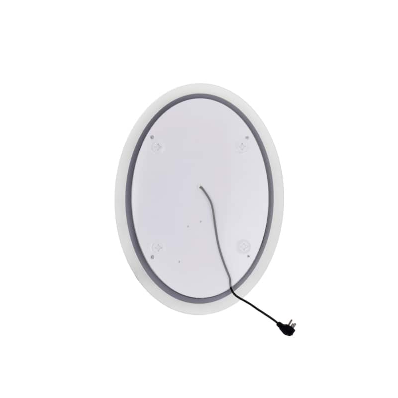 30" x 22" Agostino Matte White Oval LED Wall Mirror