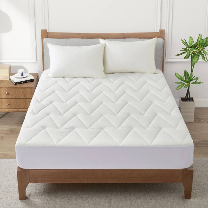 Soft Cooling Waterproof Quilted Mattress Pad with Elastic Deep Pocket