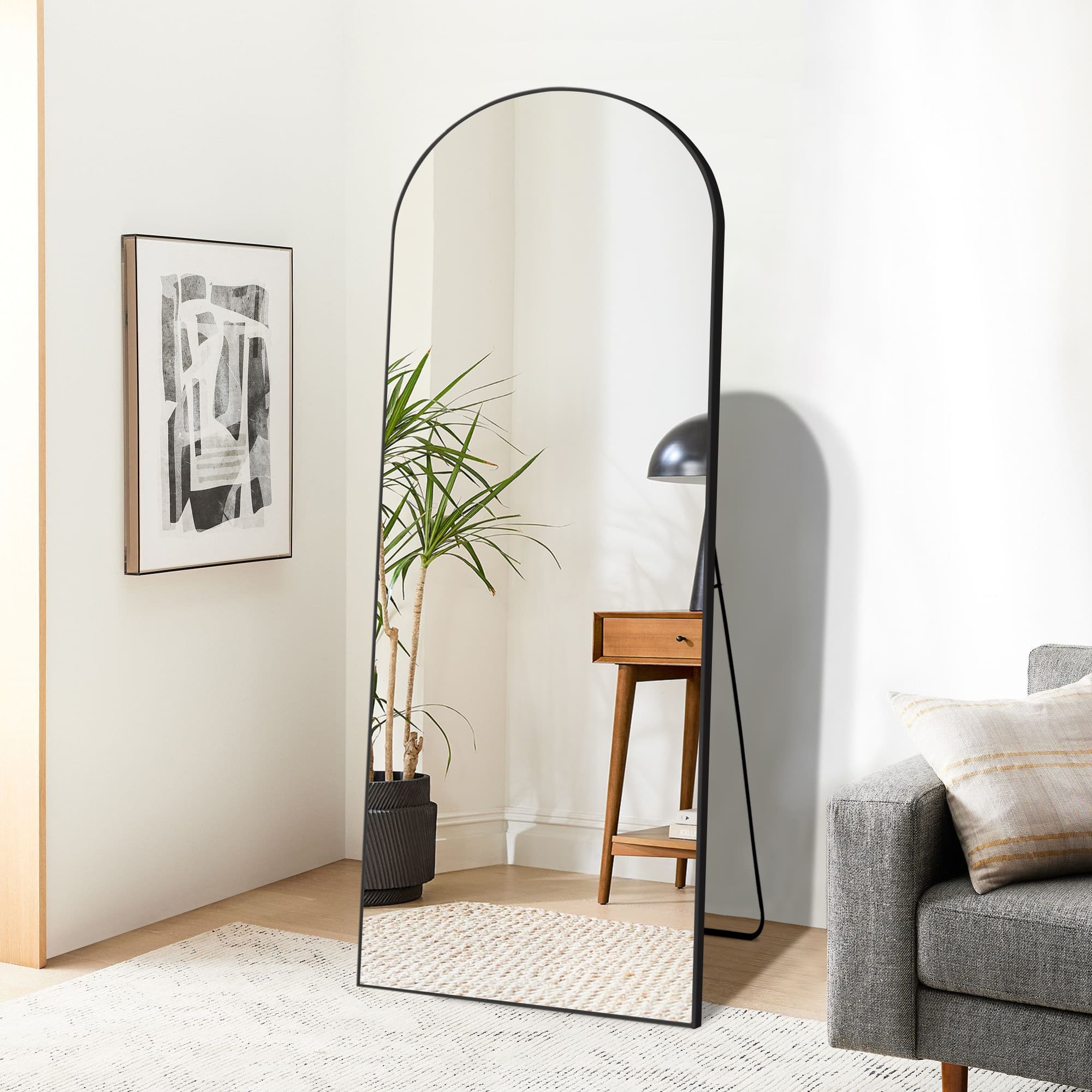 Arch Full Length Floor Mirror with Stand Aluminum Alloy Frame,Wall ...