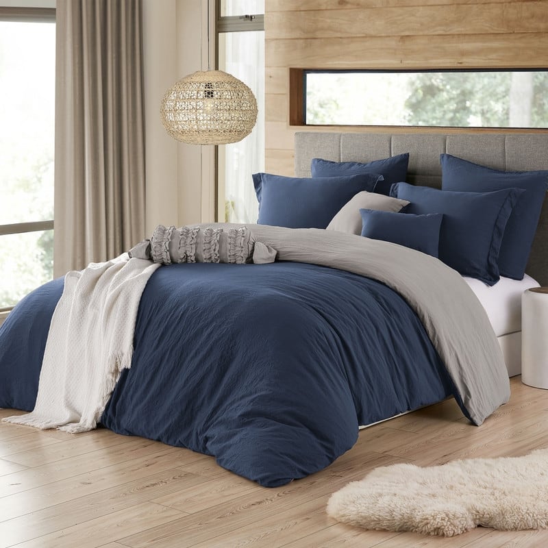 Swift Home Extra Soft Reversible Crinkle Microfiber Duvet Cover Set (Comforter Not Included)