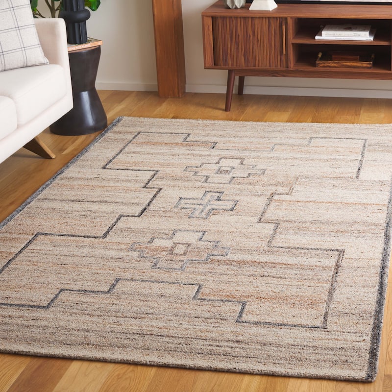 SAFAVIEH Handmade Kenya Ercilia Southwestern Wool Rug - 6' Square - Brown/Beige