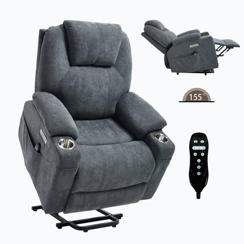 Up to 350 LBS polyester Power Lift Recliner Chair, Heavy Duty Motion Mechanism with 8-Point Vibration Massage