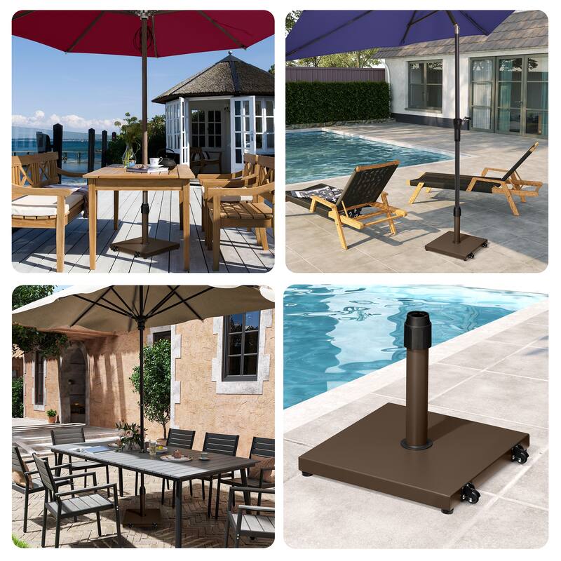Pellebant Outdoor Market Umbrella Base Stand with Wheels