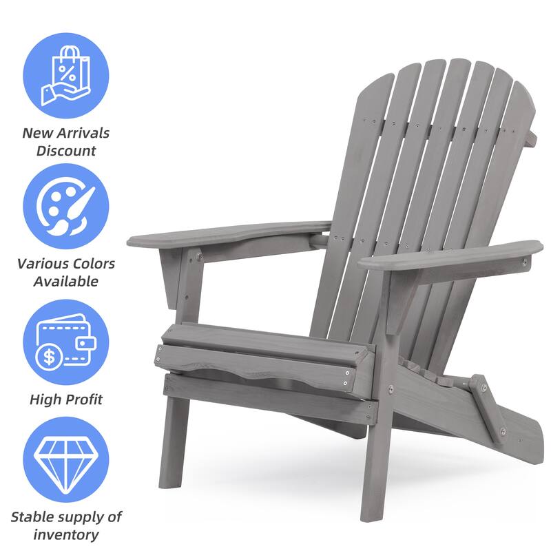 Wooden Outdoor Folding Lounge Patio Chair Set of 2
