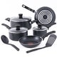 preview thumbnail 1 of 10, T-fal Essentials Non-Stick Pots and Pans Cookware 10 Piece Set Black