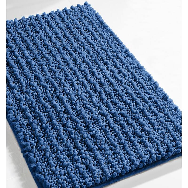 36"x24" - Blue Soft Cozy Plush Chenille Bath Mat Bathroom Rug