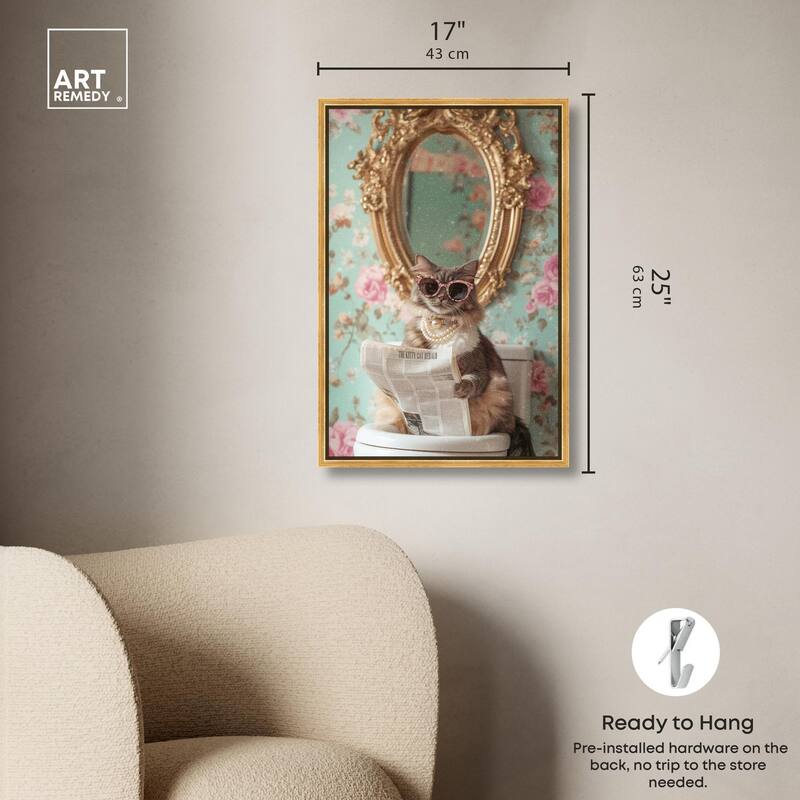 Ornate Kitty Toilet Time Canvas by Art Remedy