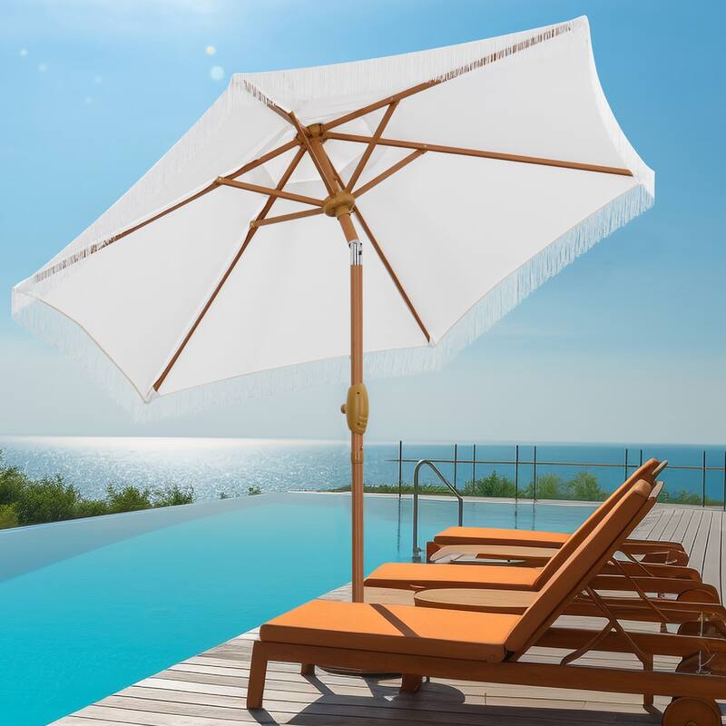 Autlaycil 7.5FT Solar Patio Umbrella with Base and Tilt,Crank