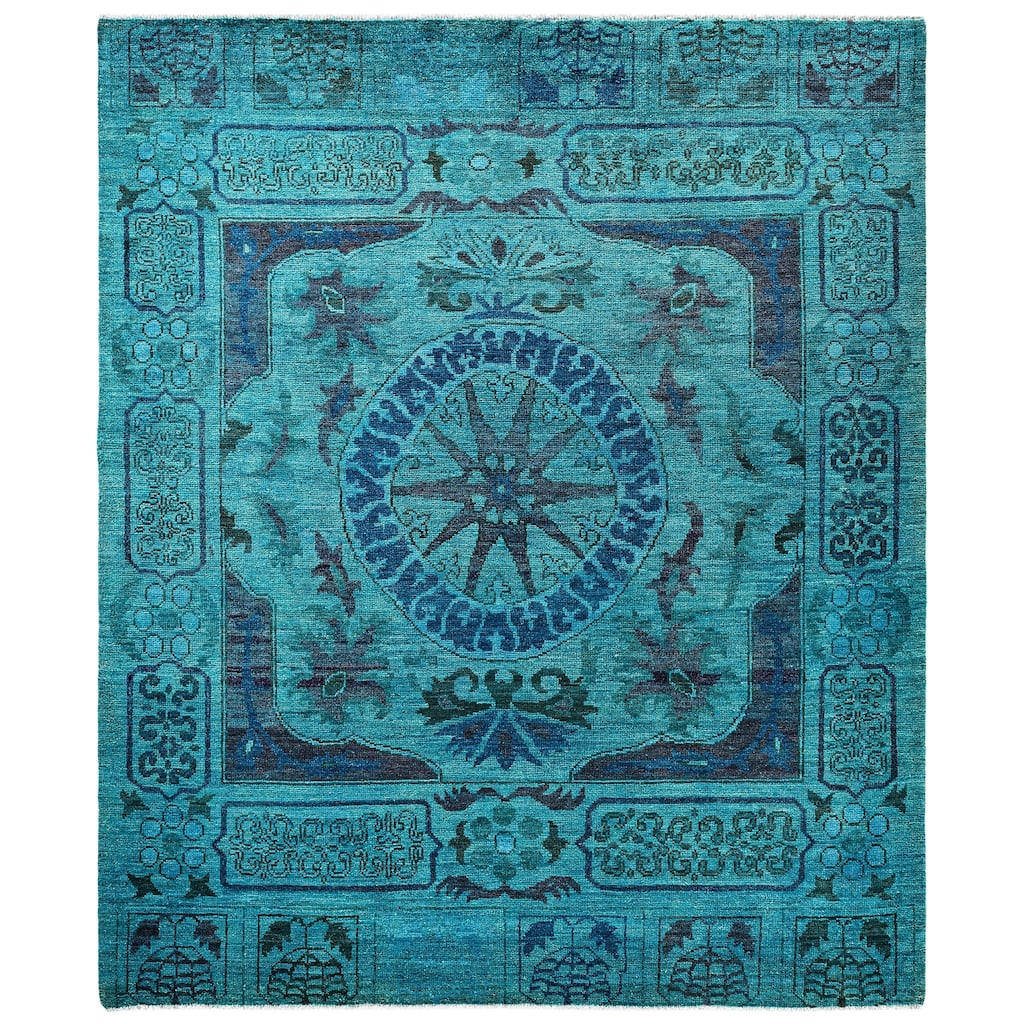 Overdyed One-of-a-Kind Hand-Knotted Area Rug - Green - 8' 3" x 9' 8"