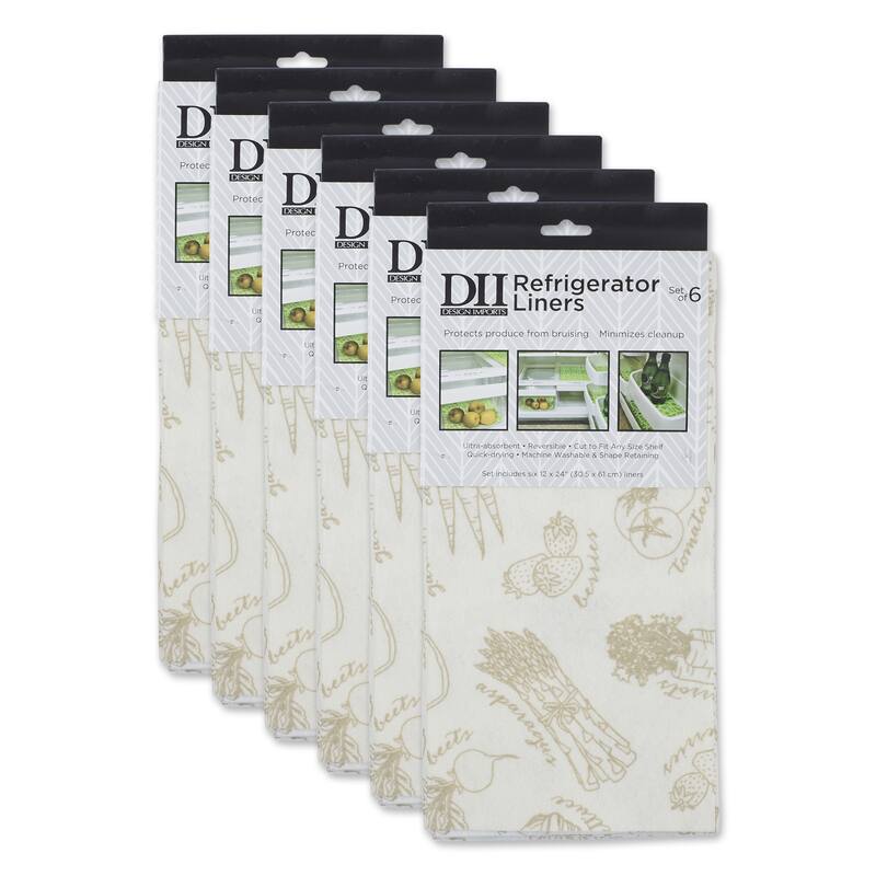 DII Nautical Blue Market Print Fridge Liner (Set of 6) - Cream Market