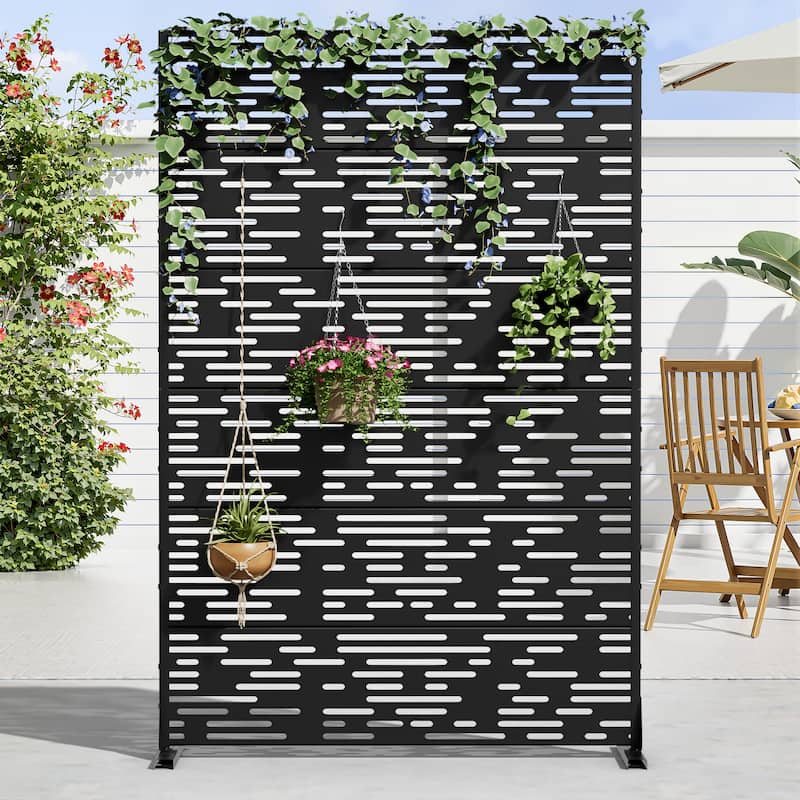 Dovelina 6ft.x 4ft. Outdoor Freestanding Metal Privacy Screen Decorative Garden Fence - 72"x47"
