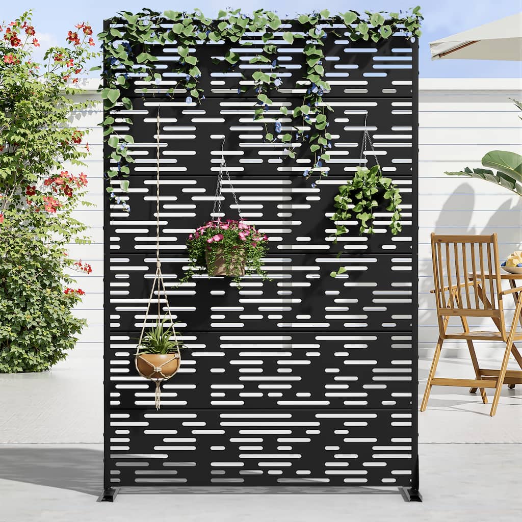 Dovelina 6ft.x 4ft. Outdoor Freestanding Metal Privacy Screen Decorative Garden Fence - 72"x47"