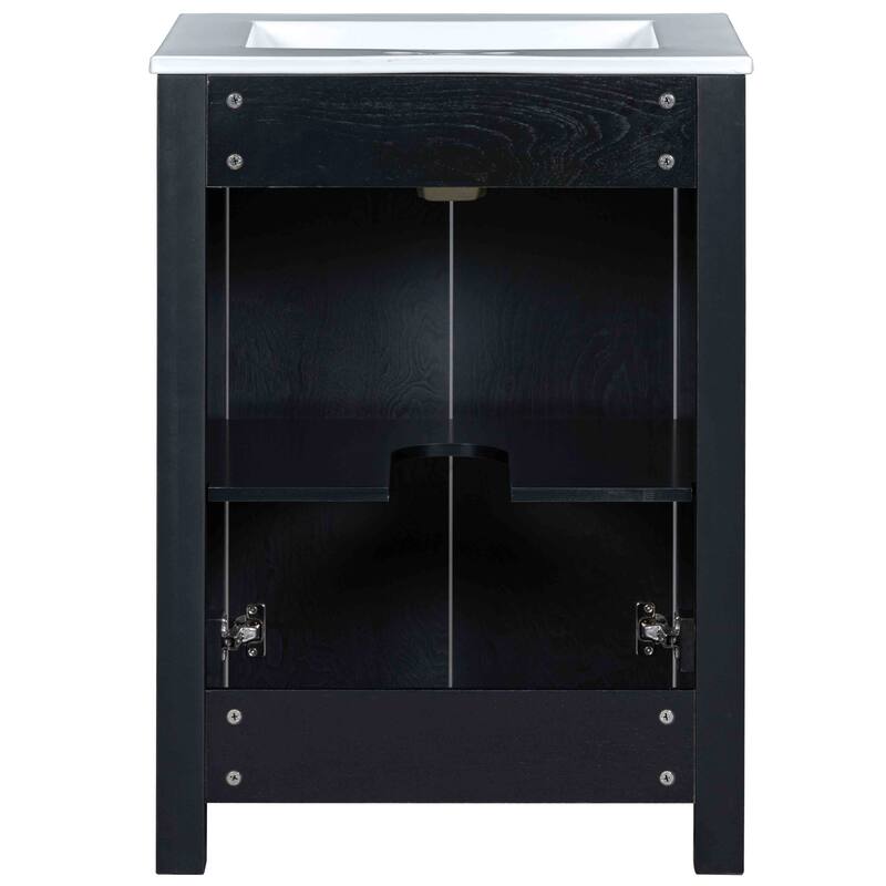 Retro 48" Bathroom Vanity Combo with Double Vanities (separate), Double Ceramic Sinks Bathroom Cabinet, Soft Close Doors
