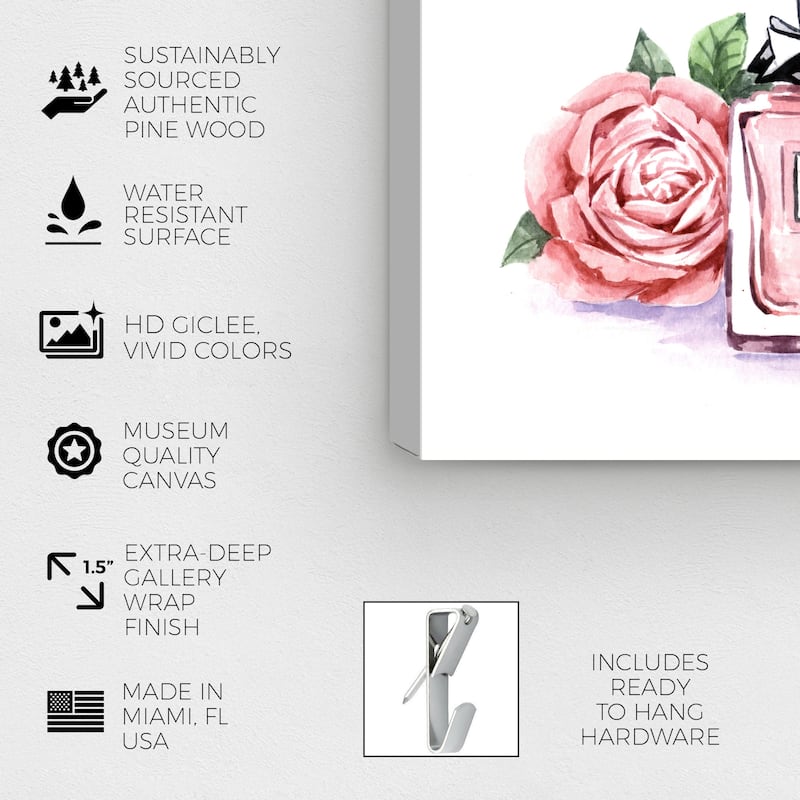 Wynwood Studio Fashion and Glam Floral Tea Time Pink and Glam Wall Art Canvas Print