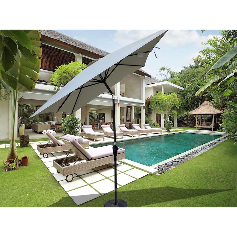 6x9ft Patio Umbrella Outdoor Waterproof Umbrella with Crank and Push Button Tilt without flap for Garden Backyard Pool