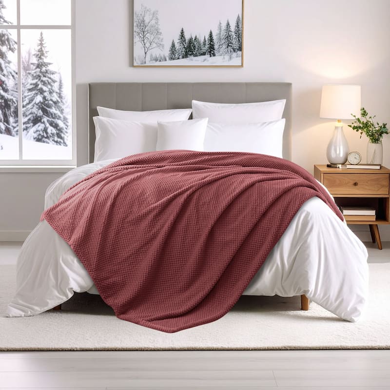 Superior Victoria Fluffy Fleece Blanket - Ultra-Soft, Mink Texture & Double Layer - King - Dusty Rose