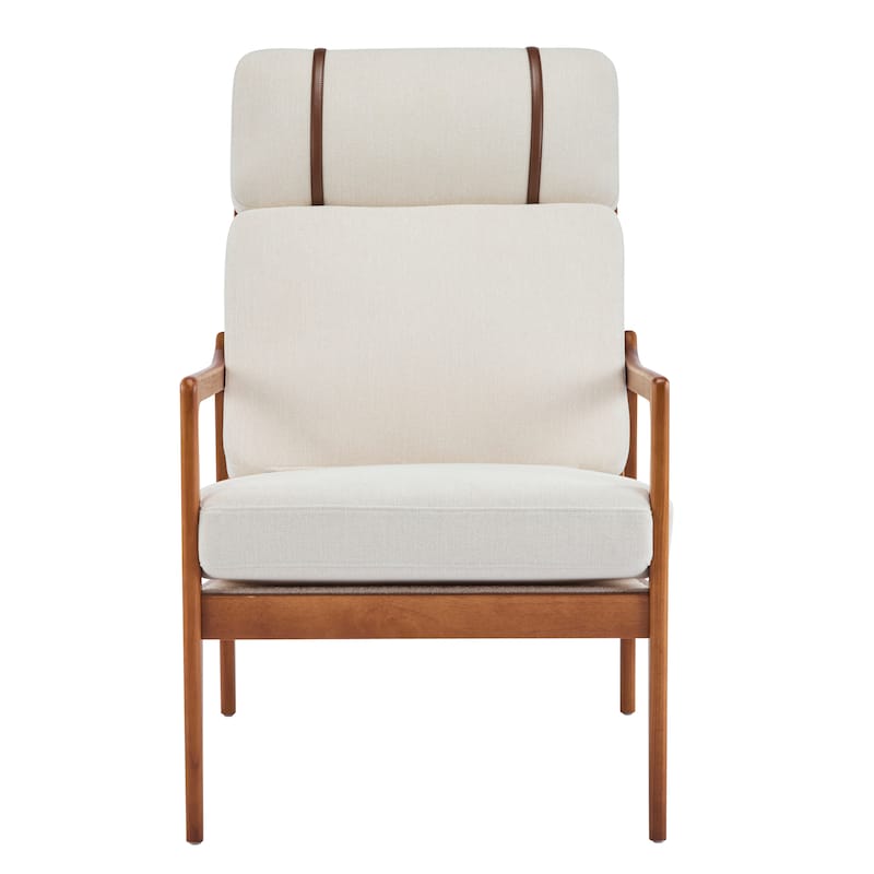 Armchair Office Chair Coffee Chair Side Chair Dressing Chair Beige Walnut Reception Chair with Wood Armrests