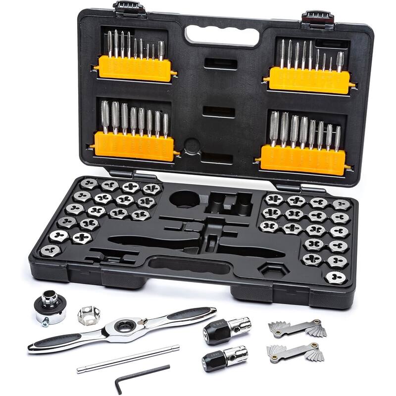 Gearwrench 3887 77 Piece SAE/Metric Ratcheting Tap and Die Set - Black - Metal