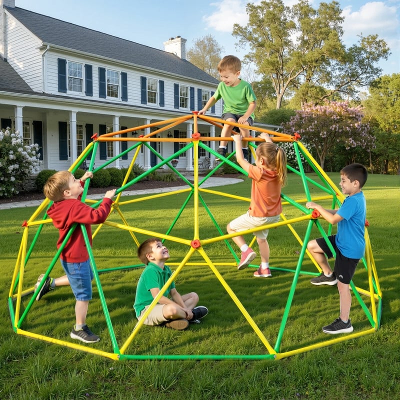 10FT Geometric Climbing Dome Climber Playground for Kids 3-10, Climbing Toys for Kids - N/A