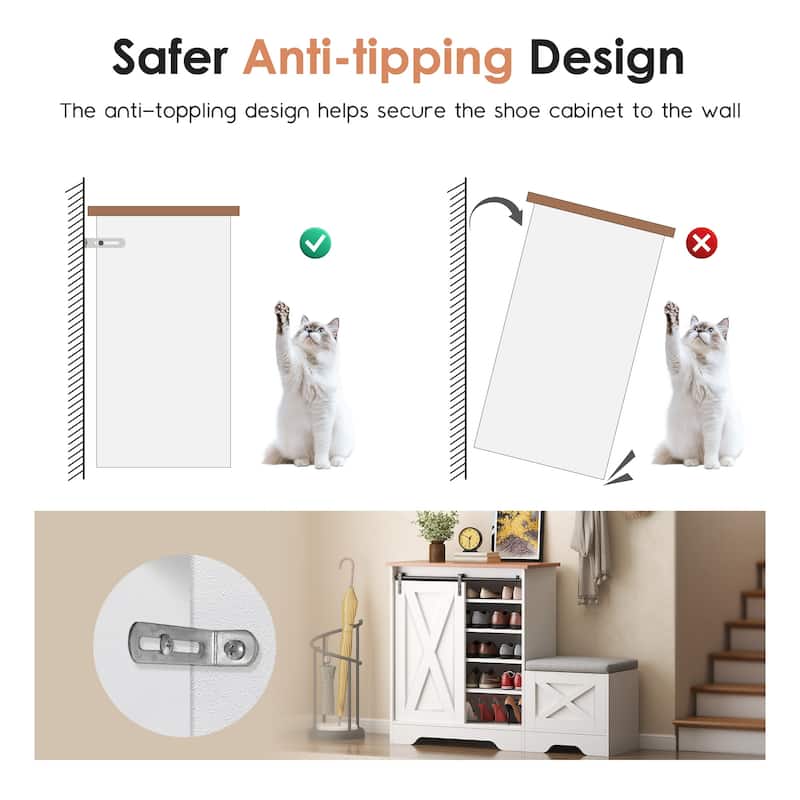 Shoe Cabinet, Entry Home Shoe Cabinet, Entrance Balcony Storage Cabinet, Large Capacity Shoe Rack, White