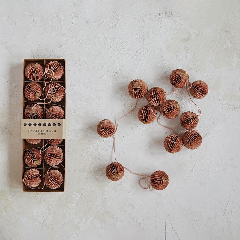 Handmade Recycled Paper Honeycomb Ball Garland - Peach