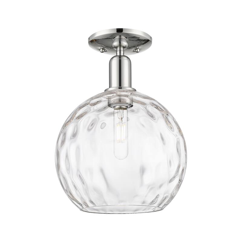Innovations Lighting Endless Possibilities Arcadia - Athens Water Glass - 1 Light 10" Semi-Flush Mount - Polished Nickel