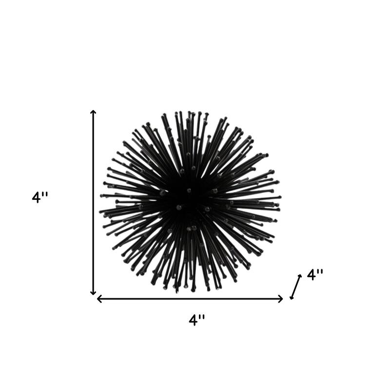 HomeRoots Set of Two Black Iron Decorative Spiky Sphere Tabletop Sculpture - 4' X '4' X '4