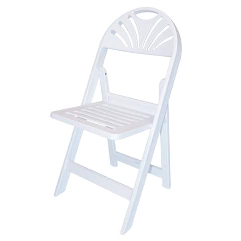 Chair -Rhino Classic Resin Fan Back Folding White/Slat Seat (4/Box)